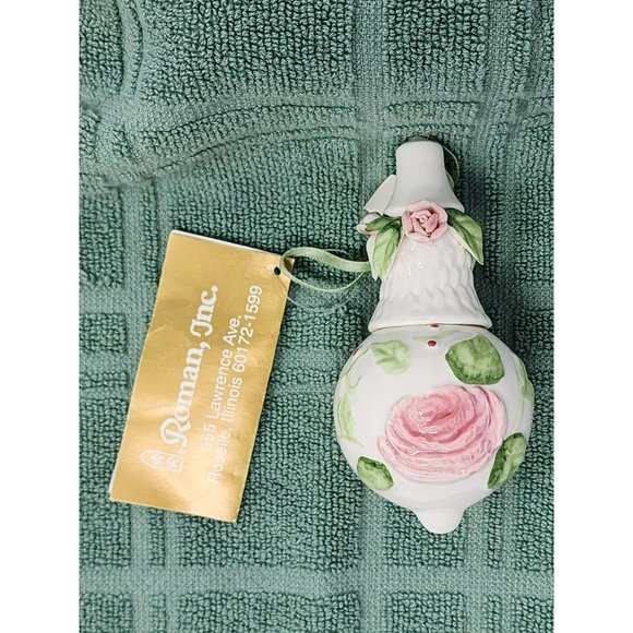 Set Of 4‎ Vintage Roman, Inc Ornaments Summer Blooms Pink Rose With Tags - Picture 5 of 16